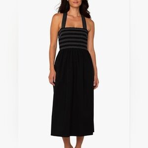 Liverpool Los Angeles Women's XS Smocked Midi Dress W/Removable Straps & Pockets